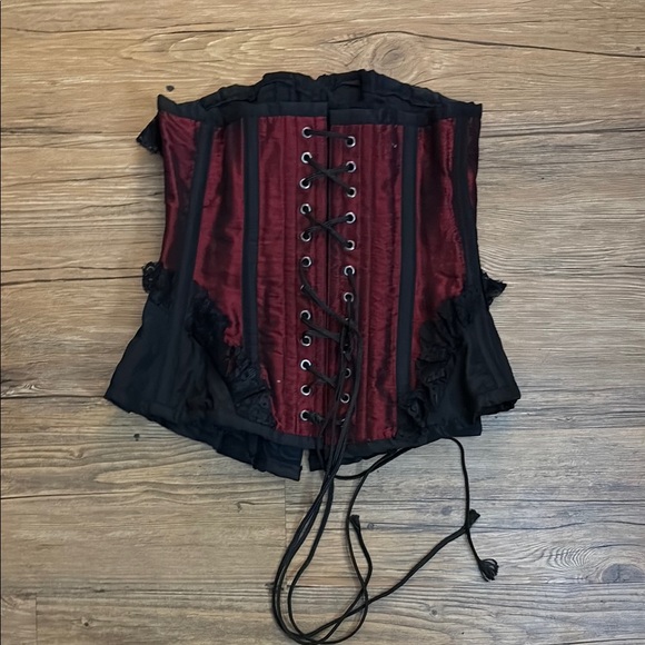 New- Burleska UK- Lily overbust corset in burgundy taffeta - Picture 5 of 5